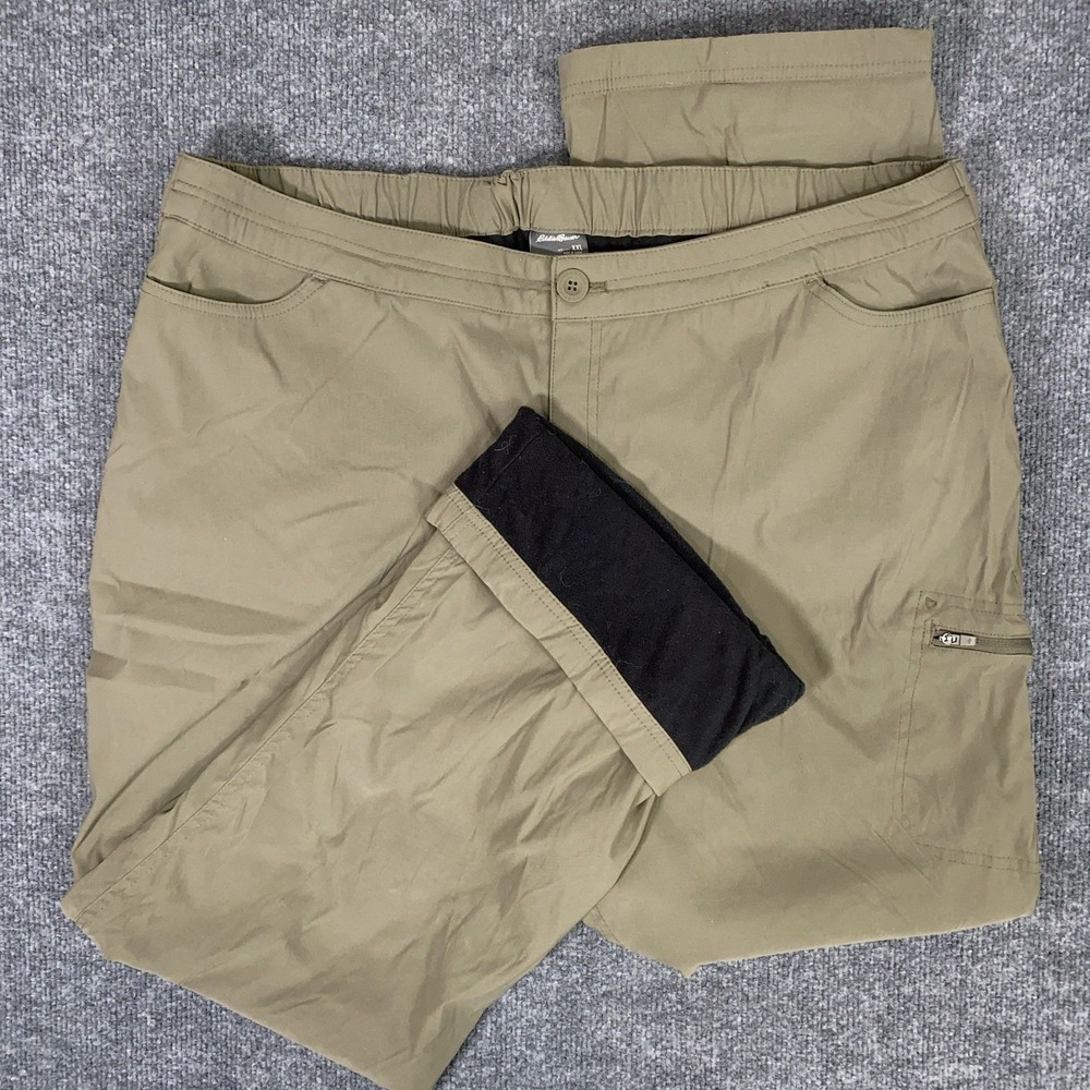 Eddie Bauer Micro Fleece Lined Hiking Pants Olive Green Women 2XL Curvy Straight